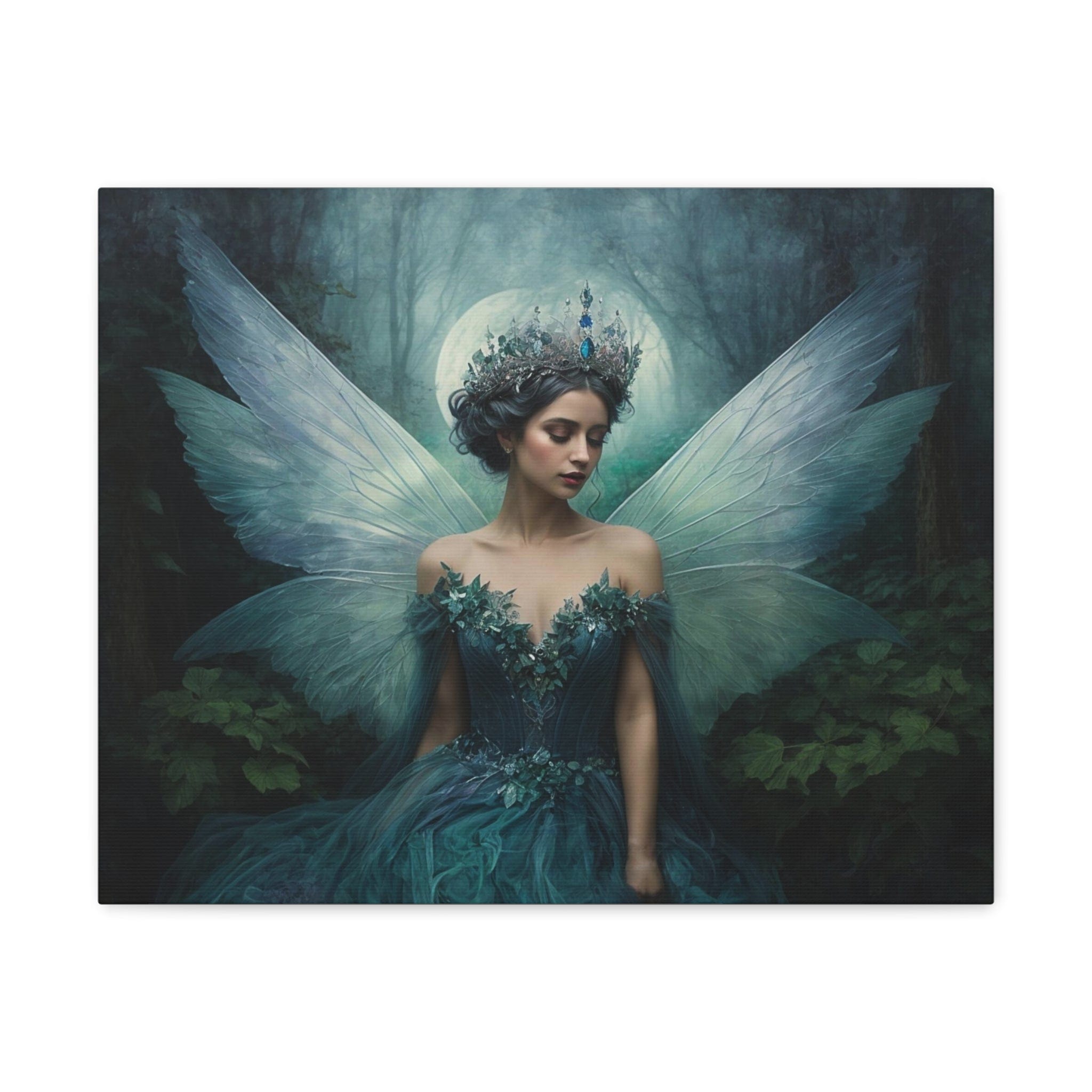 Printify Canvas 20″ x 16″ / 1.25" Canvas Wall Art, Fairy Queen in Turquoise, Fairy Art, Wall Art Decoration, Art Print, Canvas Gallery Wrap, Ready to Hang 17457450012629978839